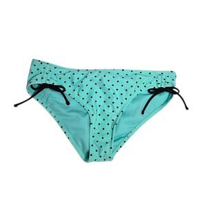 NEW California Waves mint green polka dot coquette low rise‎ bikini bottoms L